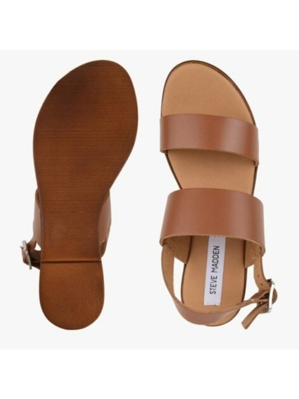 Steve Madden Women Daja Leather Ankle Leather Sandals Flats shoes sz 9.5M